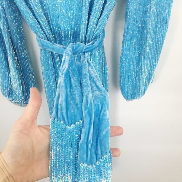 RETROFETE Audrey Sequin Robe Wrap Midi Dress - Picture 7 of 16